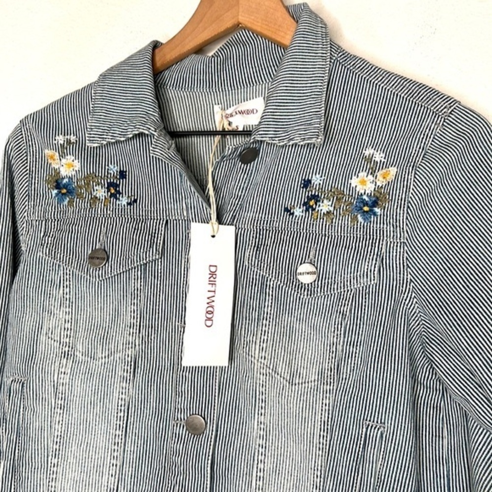 Driftwood Jacket in Pinstripe Lagoon Blue, size S NWT - Picture 3 of 6